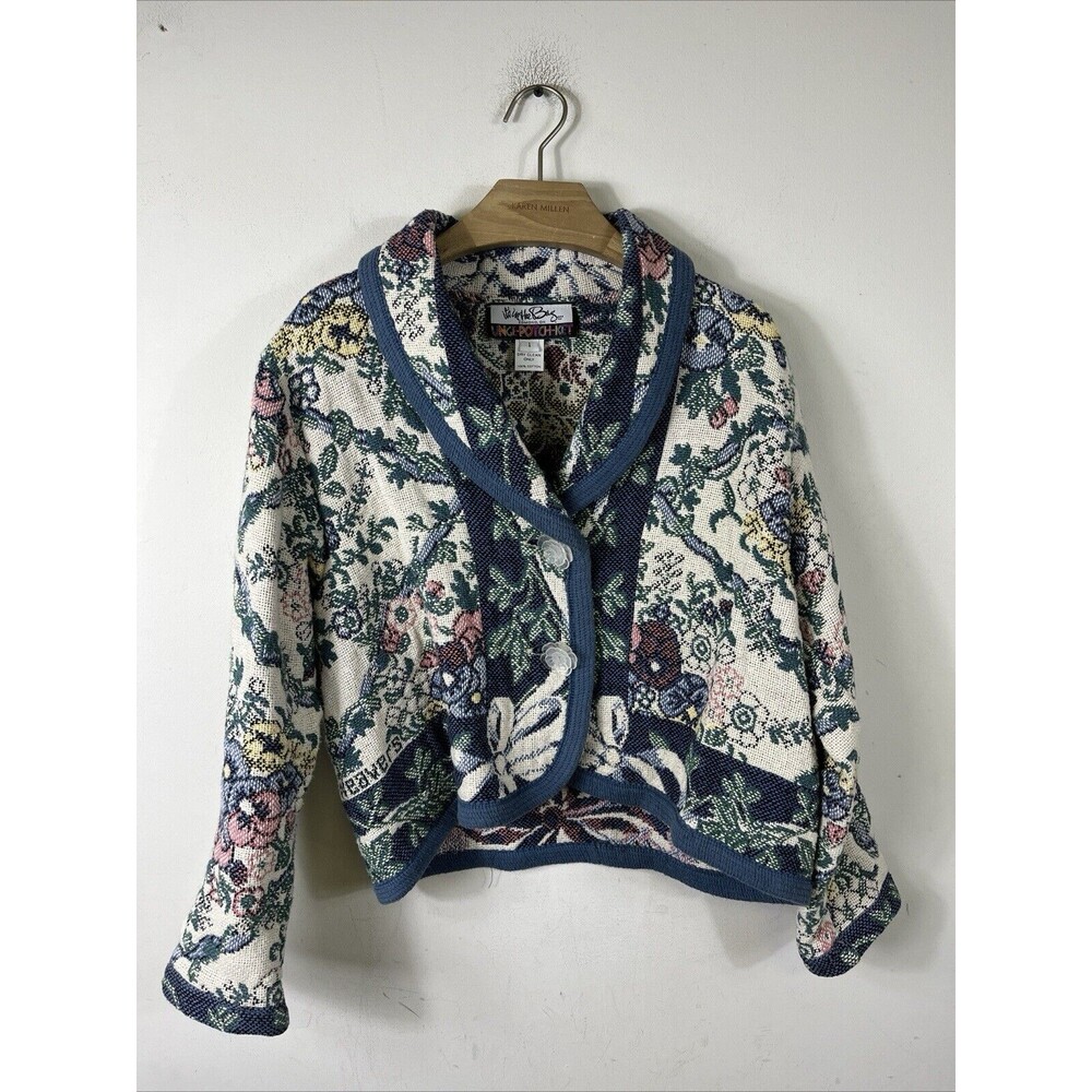 It's in the Bag Floral Blanket Jacket Coat  Blue Size 1 Crop Y2K Vintage